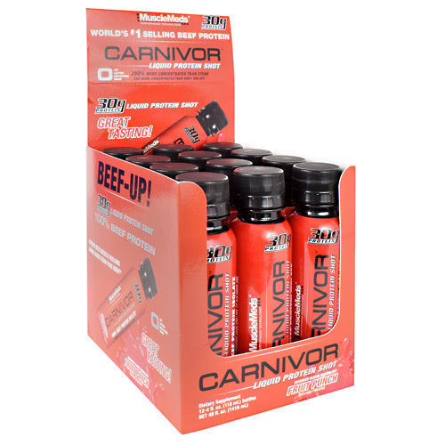 Muscle Meds Carnivor Liquid Protein Shot - Fruit Punch - 12 Bottles - 891597005352