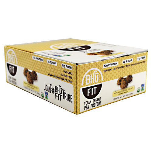 Bhu Foods Vegan BHU Fit Bar - Superfood Chocolate Chip Cookie Dough - 12 Bars - 858087006039