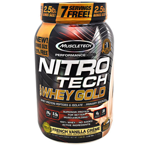 Muscletech Performance Series Nitro Tech 100% Whey Gold - French Vanilla Creme - 2.5 lb - 631656710472