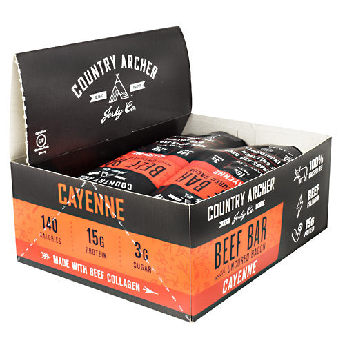 Country Archer Beef Bar with Collagen - Cayenne - 12 Bars - 854837006052