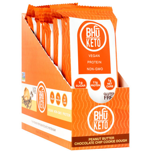 Bhu Foods BHU Keto - Peanut Butter Chocolate Chip Cookie Dough - 8 Bars - 858087006398