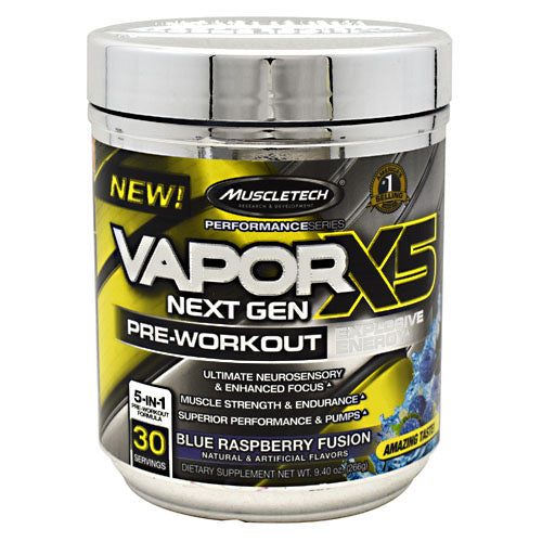 Muscletech Performance Series VaporX5 Next Gen - Blue Raspberry Fusion - 30 Servings - 631656710922