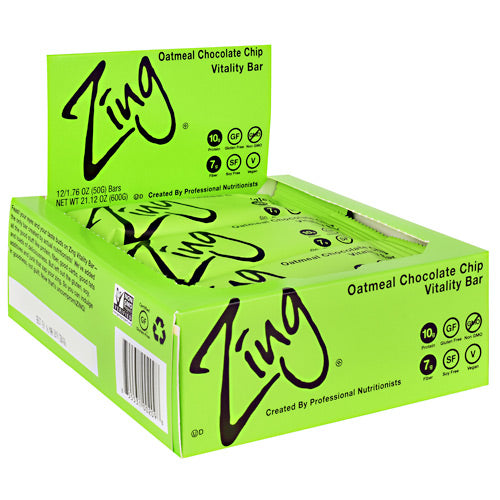 Zing Vitality Bar - Oatmeal Chocolate Chip - 12 Bars - 855531002098