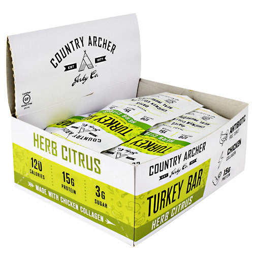 Country Archer Turkey Bar with Collagen - Herb Citrus - 12 Bars - 854837006069