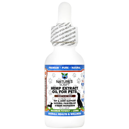 Natures Script Pets Hemp Extract Oil - Chefs Cut Beef - 125 mg - 721782746787