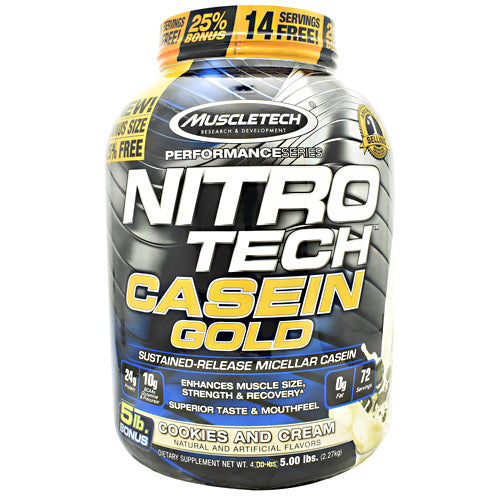 Muscletech Performance Series Nitro Tech Casein Gold - Cookies and Cream - 5 lb - 631656711806