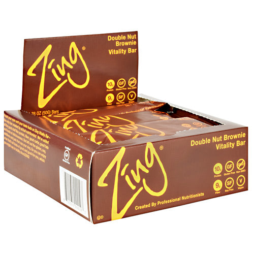 Zing Vitality Bar - Double Nut Brownie - 12 Bars - 855531002197