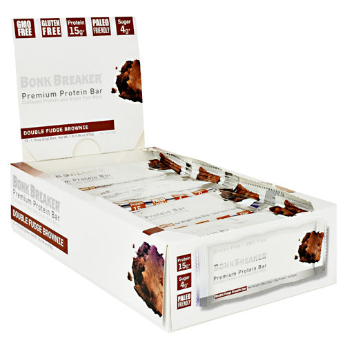 Bonk Breaker Premium Protein Bar - Double Fudge Brownie - 12 Bars - 040232692109